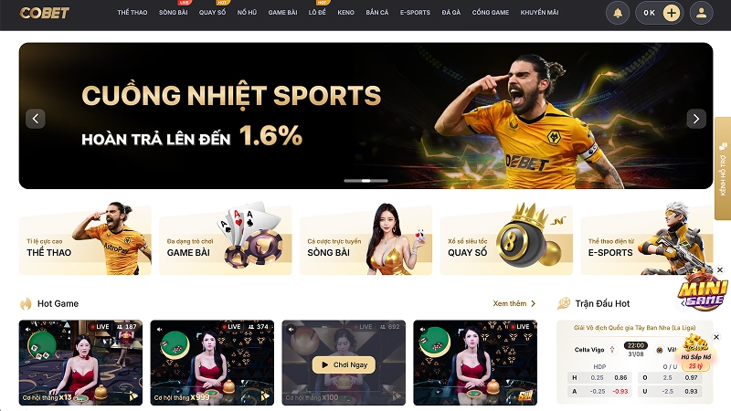 Odds bóng đá COBET cao, kèo rung cập nhật theo diễn biến, không delay.